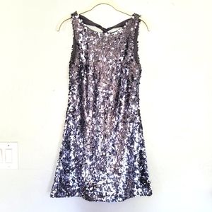Sequin mini dress with ribbon